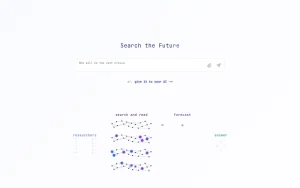 FutureSearch homepage — screenshot of the research & search AI tool, 2026-10-01