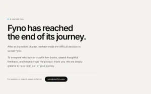 Fyno homepage — screenshot of the productivity & writing AI tool, 2026-10-02