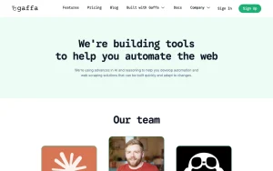 Gaffa about page — screenshot of the coding AI tool, 2026-10-02