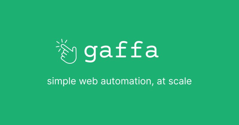 Capture d'écran de la page d'accueil de Gaffa, outil d'IA programmation