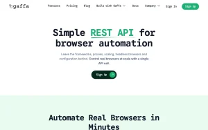 Gaffa homepage — screenshot of the coding AI tool, 2026-10-02