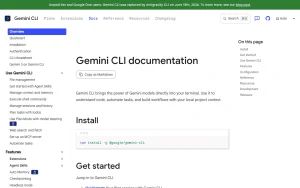 Gemini CLI documentation — screenshot of the coding AI tool, 2026-10-02