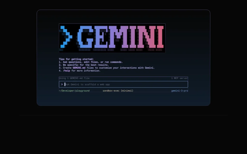 Gemini CLI homepage — screenshot of the coding AI tool, Oct 2, 2026