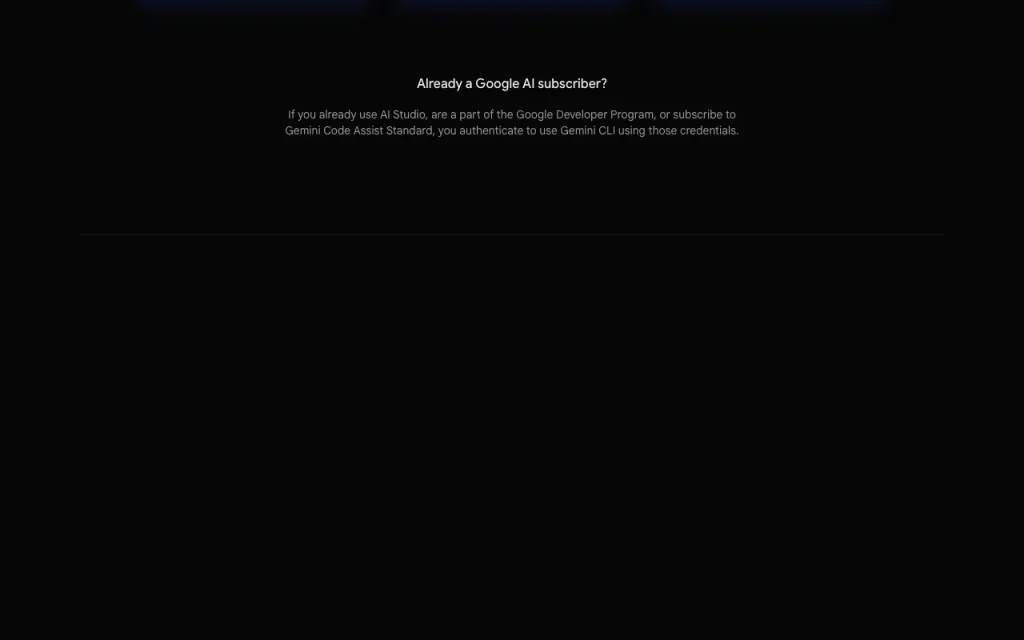 Gemini CLI page de tarifs avec offres et prix — capture d'écran de l'outil d'IA programmation, Oct 2, 2026