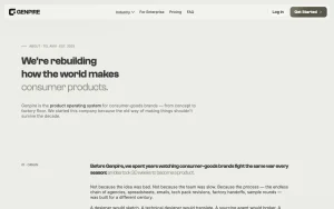 Genpire about page — screenshot of the productivity & writing AI tool, 2026-10-02