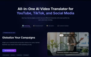 Genve homepage page homepage screenshot, video AI tool