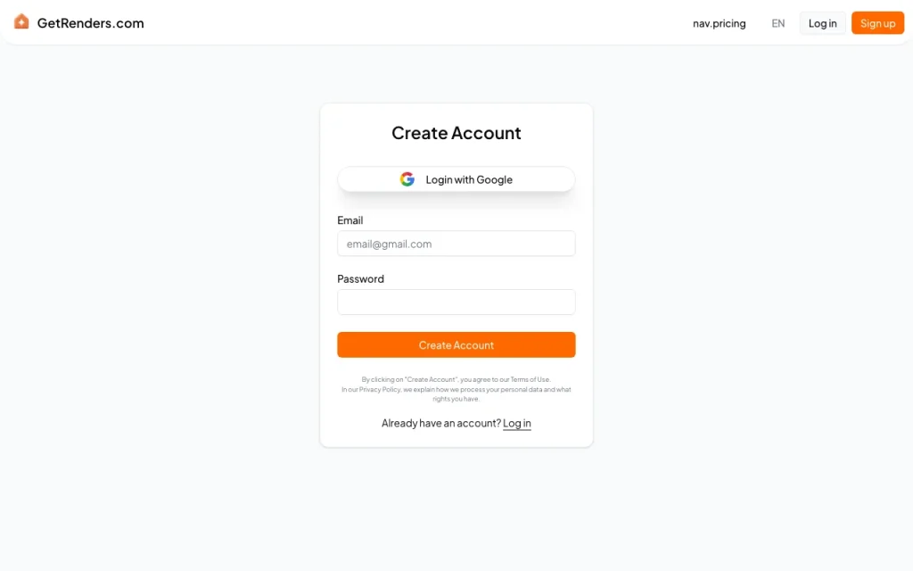 GetRenders help center — screenshot of the image generation AI tool, Oct 2, 2026