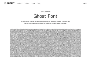 Ghost Font (by Mixfont) homepage — screenshot of the image generation AI tool, 2026-10-01
