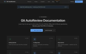 Git AutoReview docs page homepage screenshot, coding AI tool