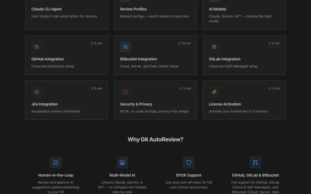 Git AutoReview documentation — screenshot of the coding AI tool, Oct 1, 2026