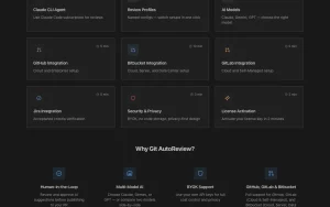 Git AutoReview docs page homepage screenshot, coding AI tool