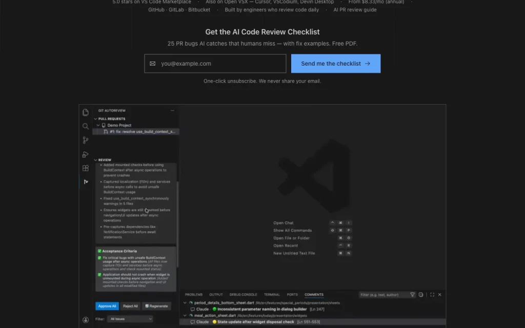 Git AutoReview homepage — screenshot of the coding AI tool, Oct 1, 2026