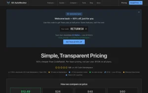 Git AutoReview pricing page homepage screenshot, coding AI tool