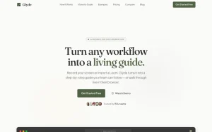 Glyde homepage — screenshot of the productivity & writing AI tool, 2026-10-02