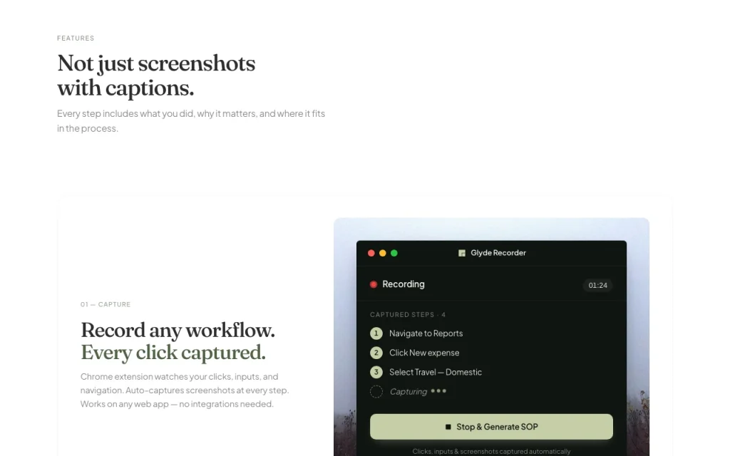 Glyde homepage — screenshot of the productivity & writing AI tool, Oct 2, 2026