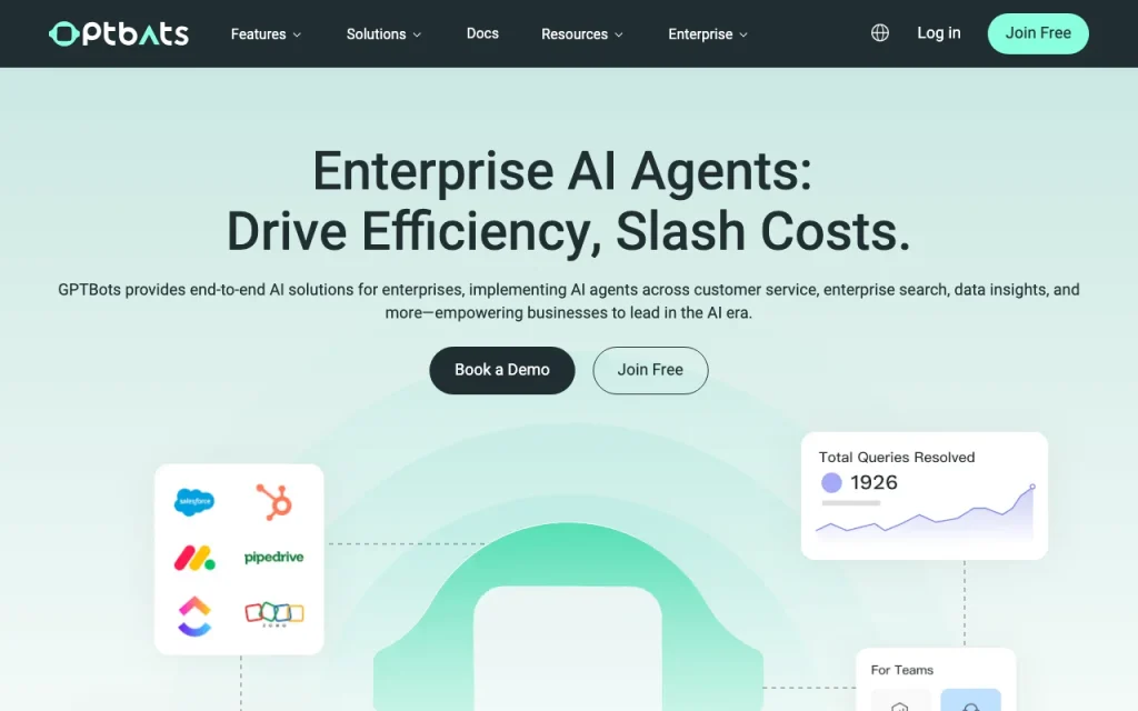 GPTBots.ai Startseite – Screenshot des KI-Tools produktivität & schreiben, Oct 2, 2026