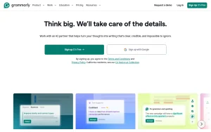 Grammarly homepage — screenshot of the productivity & writing AI tool, 2026-10-31