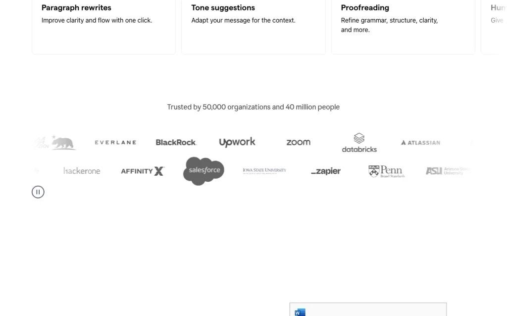 Grammarly Startseite – Screenshot des KI-Tools produktivität & schreiben, 31. Okt. 2026