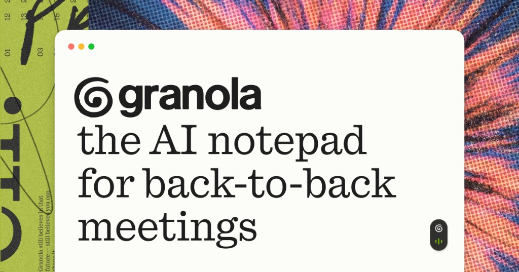 Granola homepage screenshot, productivity & writing AI tool