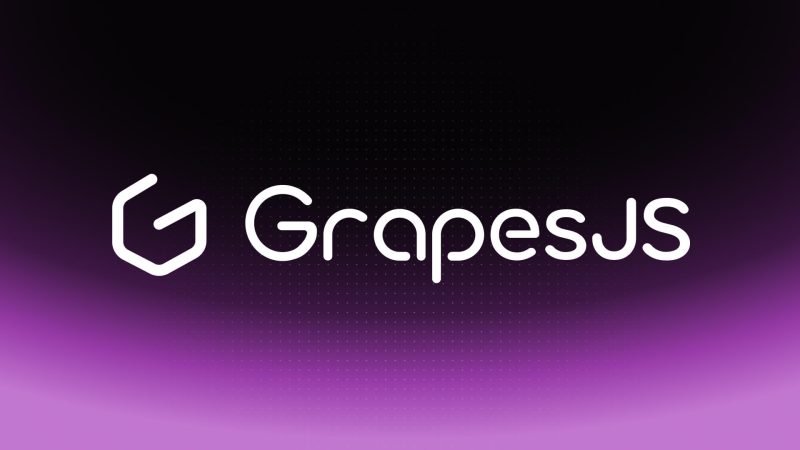 Capture d'écran de la page d'accueil de GrapesJS (Grapes Studio), outil d'IA programmation