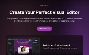 GrapesJS (Grapes Studio) homepage — screenshot of the coding AI tool, 2026-10-02