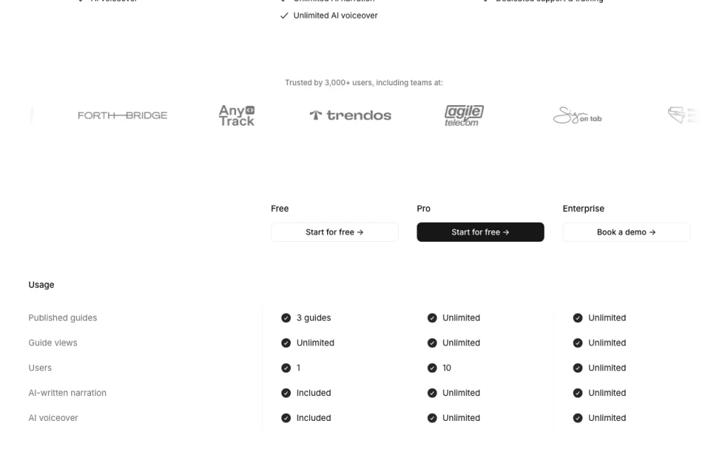 Guideless page de tarifs avec offres et prix — capture d'écran de l'outil d'IA productivité et rédaction, Oct 2, 2026