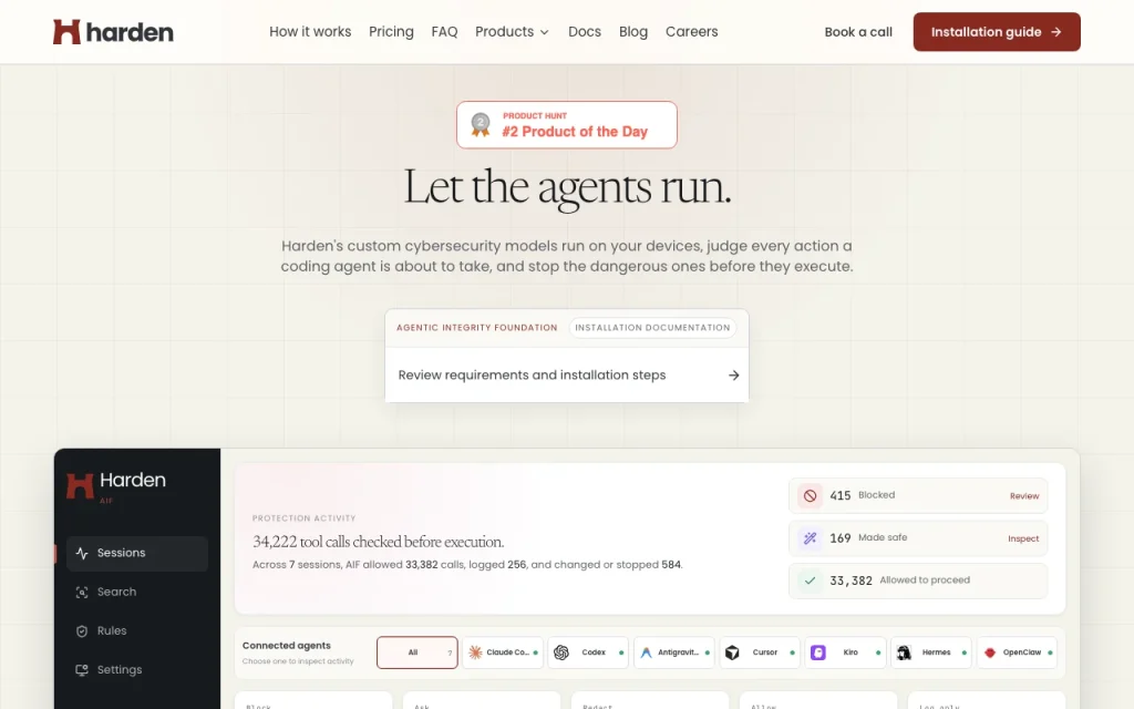 Harden AIF (Agentic Integrity Foundation) homepage — screenshot of the coding AI tool, Oct 2, 2026
