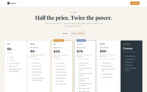 Hausey pricing page with plans and prices — screenshot of the image generation AI tool, 2026-10-01