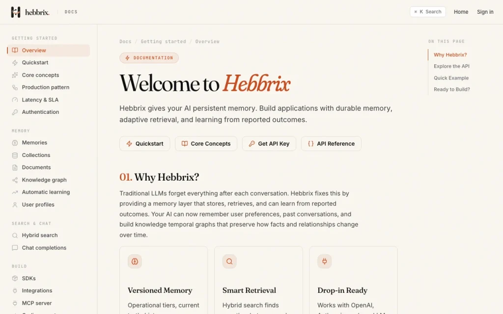Hebbrix documentación — captura de pantalla de la herramienta de IA programación, Oct 1, 2026