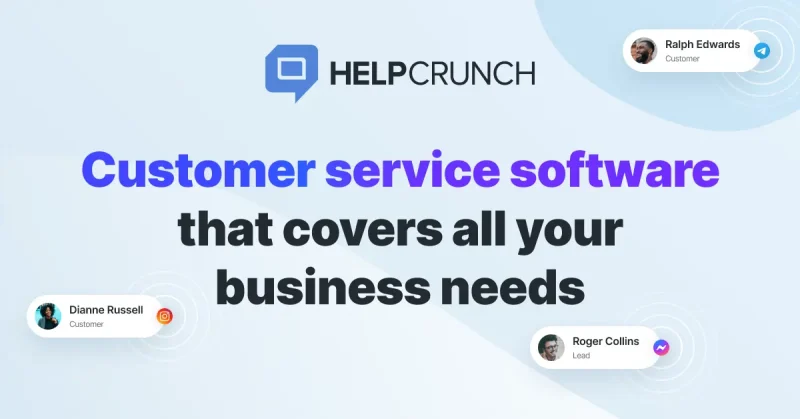 Capture d'écran de la page d'accueil de HelpCrunch, outil d'IA productivité et rédaction