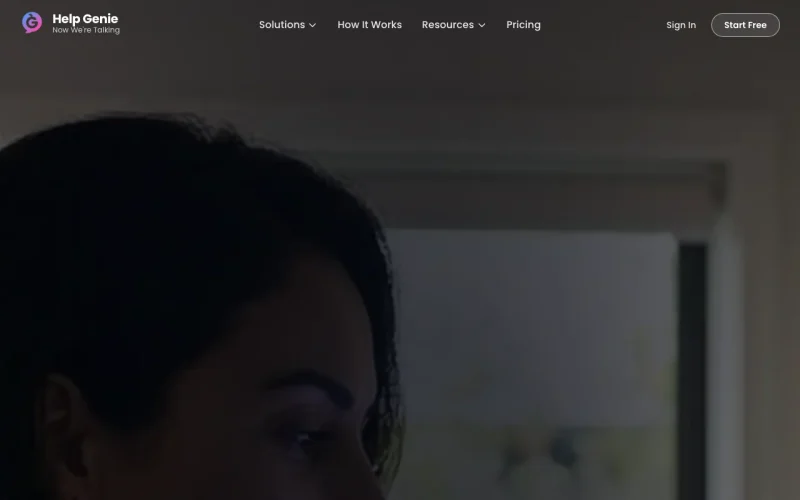 Capture d'écran de la page d'accueil de Help Genie, outil d'IA productivité et rédaction