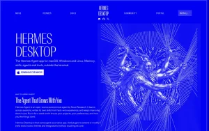 Hermes Desktop (Nous Research) homepage page homepage screenshot, productivity & writing AI tool