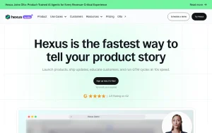 Hexus homepage — screenshot of the productivity & writing AI tool, 2026-10-02