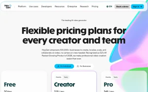 HeyGen pricing page with plans and prices — screenshot of the video AI tool, 2026-10-05
