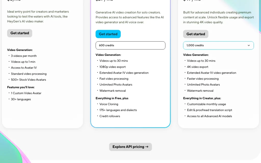 HeyGen pricing page with plans and prices — screenshot of the video AI tool, Oct 5, 2026