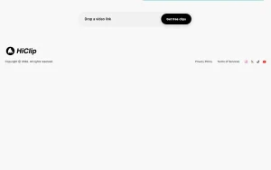 HiClip homepage — screenshot of the video AI tool, 2026-10-02
