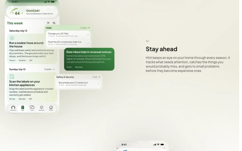 Hint (Home Intelligence) Startseite – Screenshot des KI-Tools produktivität & schreiben, Oct 1, 2026
