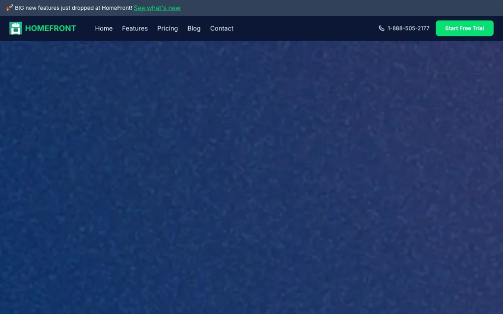 Capture d'écran de la page d'accueil de HomeFront, outil d'IA productivité et rédaction
