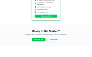 HomeFront pricing page with plans and prices — screenshot of the productivity & writing AI tool, 2026-10-02