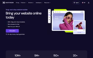 Hostinger homepage — screenshot of the productivity & writing AI tool, 2026-10-02