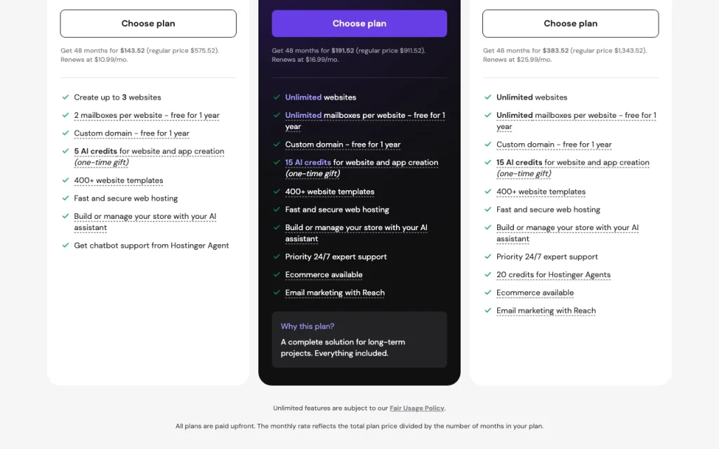 Hostinger Startseite – Screenshot des KI-Tools produktivität & schreiben, Oct 2, 2026