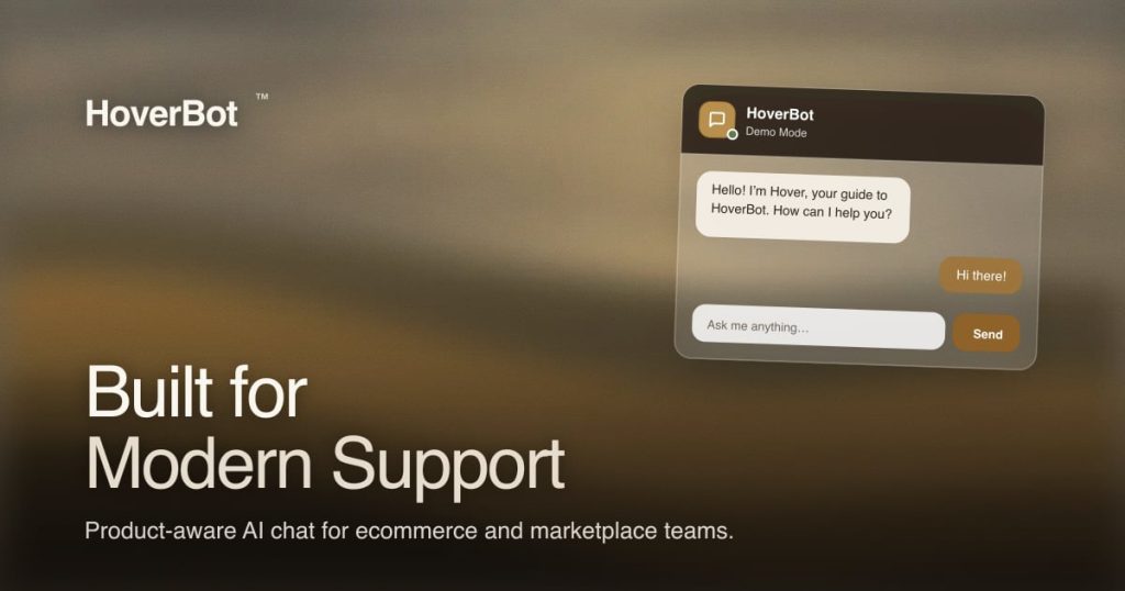 HoverBot homepage screenshot, chat assistants AI tool