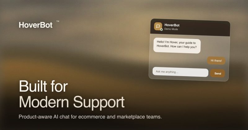 HoverBot Startseite, Screenshot, KI-Tool chat-assistenten