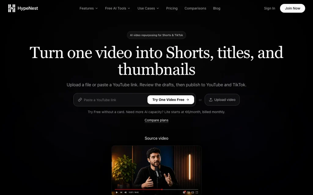HypeNest Startseite – Screenshot des KI-Tools video, Oct 2, 2026