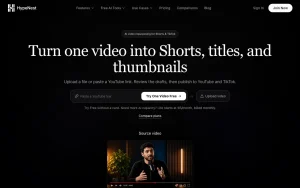 HypeNest homepage — screenshot of the video AI tool, 2026-10-02
