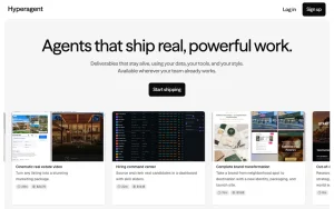 Hyperagent homepage — screenshot of the productivity & writing AI tool, 2026-10-02