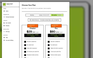 Hypnotype pricing page with plans and prices — screenshot of the video AI tool, 2026-10-02