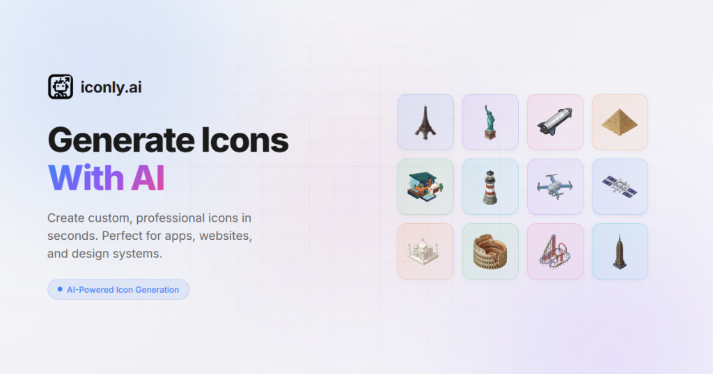 Iconly homepage screenshot, image generation AI tool