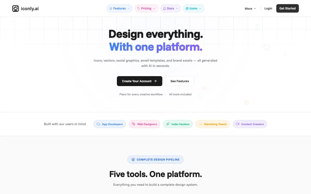 Iconly Startseite – Screenshot des KI-Tools bilderzeugung, Oct 2, 2026