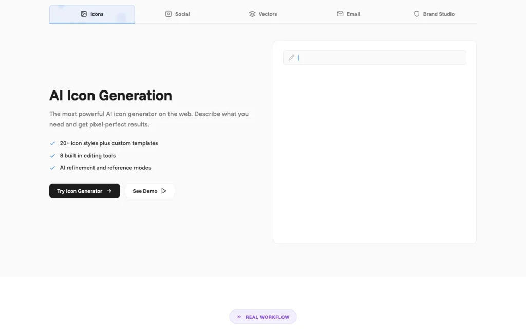 Iconly homepage — screenshot of the image generation AI tool, Oct 2, 2026